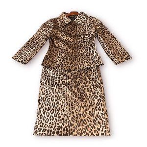 Dolce And Gabbana 90's Skirt Suit Leopard Ocelot Italy Size 40 4 excellent